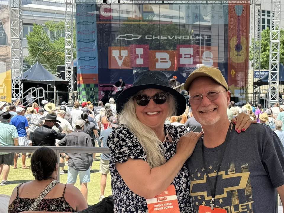 Jim and Cathi Muncy at the Chevrolet Vibes stage at CMA Fest 2026 in Nashville, Tennessee